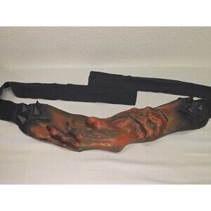 Demon Belt Horror Hand Belt Red & Blk Latex Folded Hands & Spikes Tie On Belt